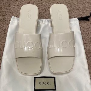 *KNOCK OFF* White Gucci Rubber Slide Sandals